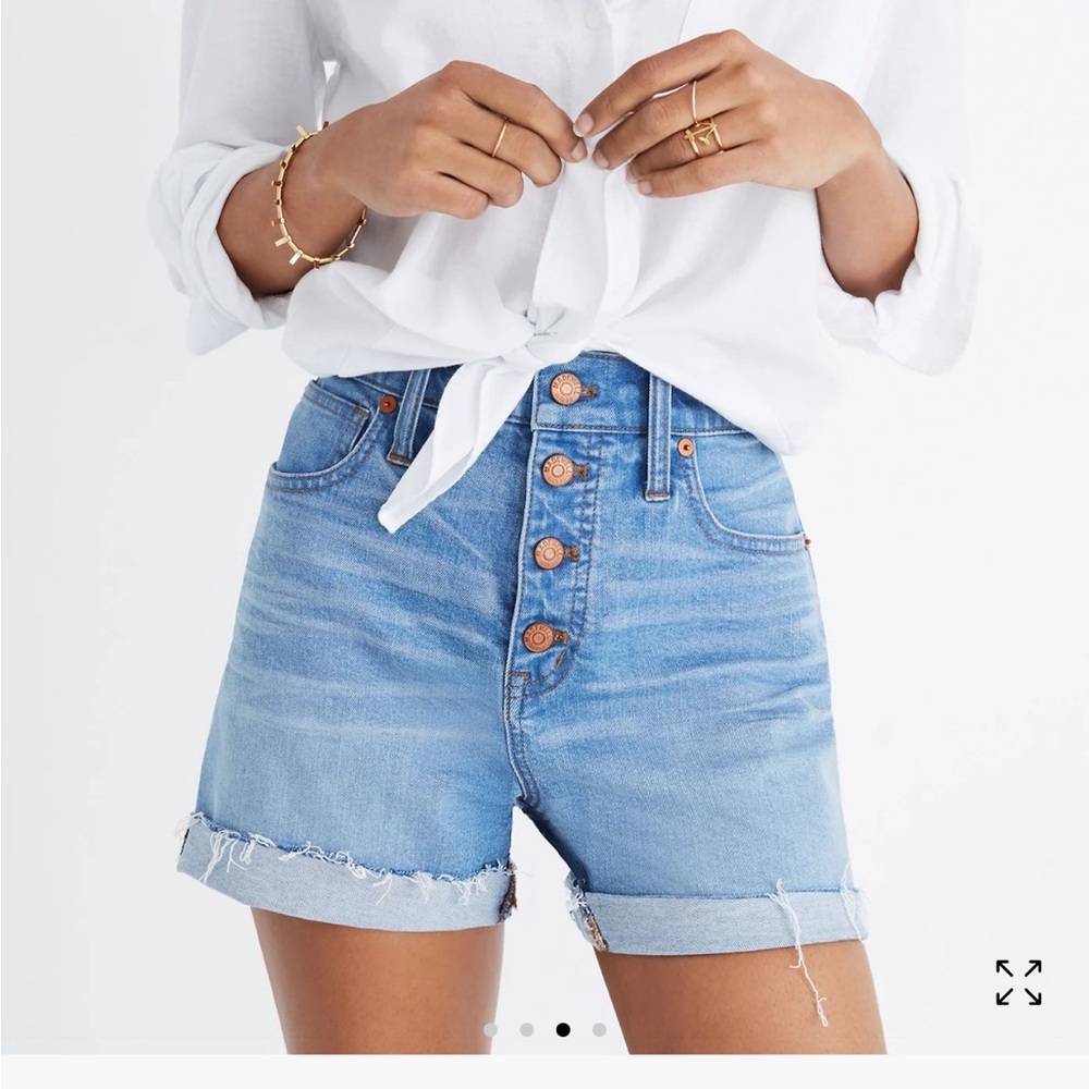 Madewell Light Blue High-Rise Button-Front Denim Shorts